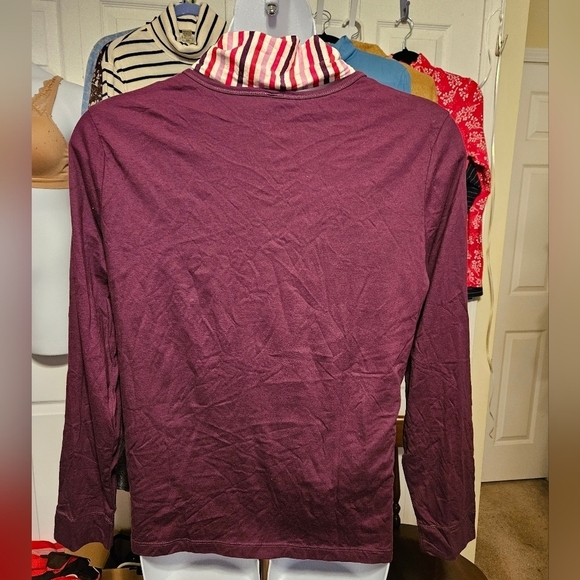 #094 LLBean Solid long sleeve Knit w Striped Scarf. Varies color - Picture 3 of 9